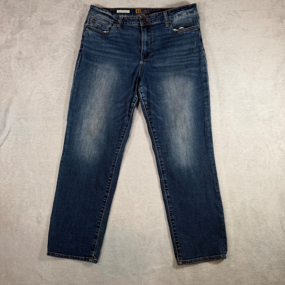 KUT from the Kloth Katy High Rise Ankle Straight Leg Jeans Blue 12 KP1955MA1R